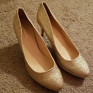 Gold/champagne glitter heels